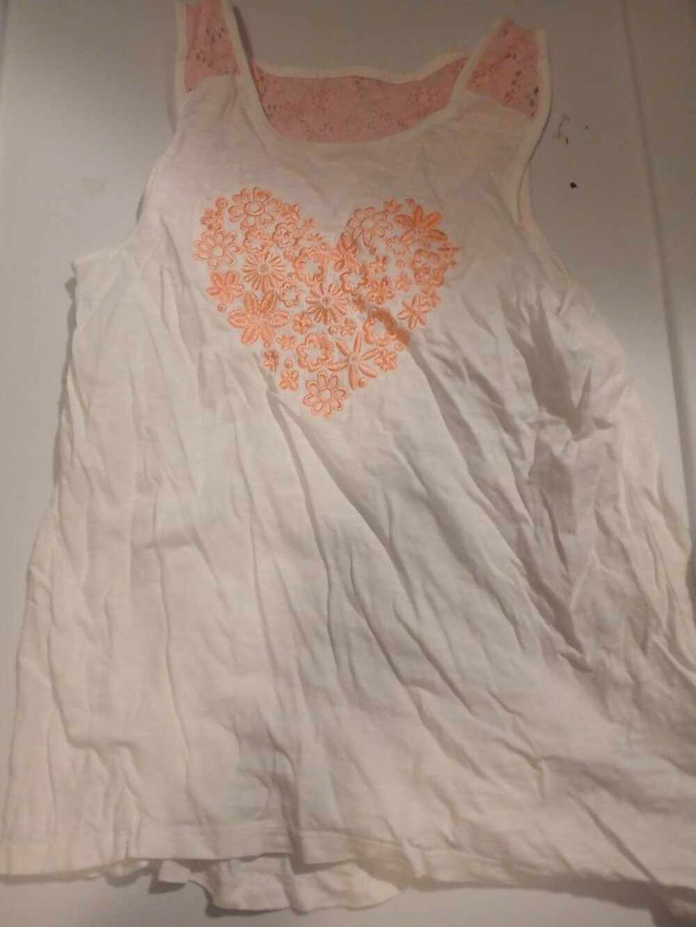 Jillians Closet Girls 7/8 Pink and WHite Heart Top